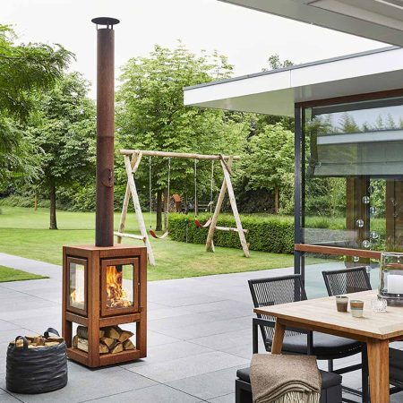 Quaruba XL mobile 001 RB73 Parker and coop corten steel rusted log burner stove fire 1600x