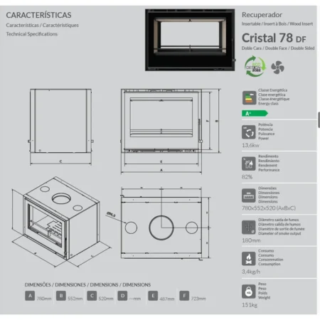 Chama Cristal 78 DF specs