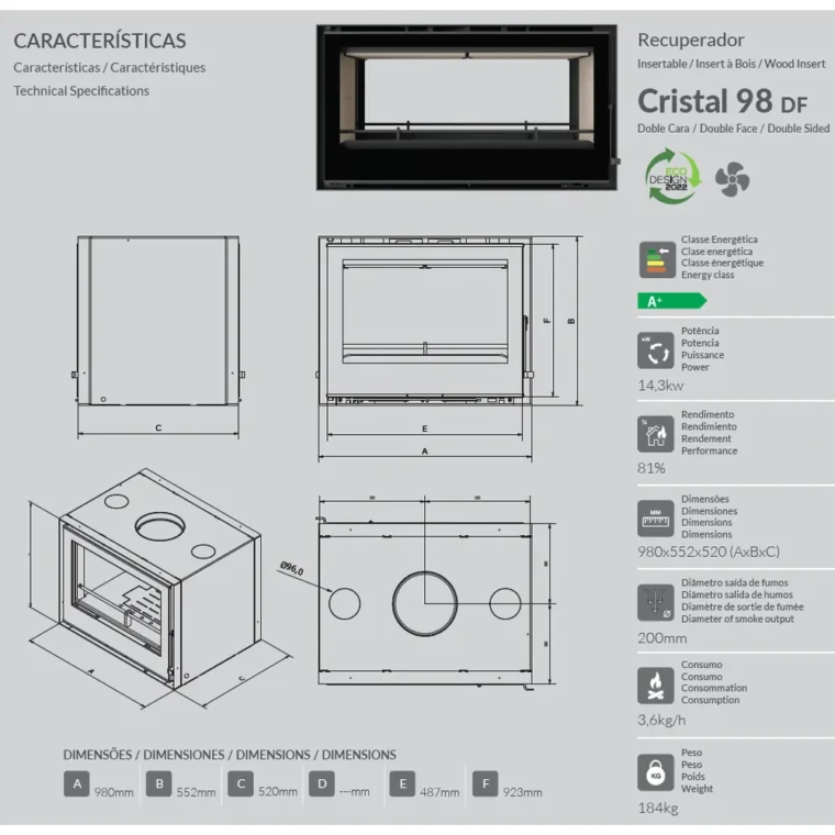 Chama Cristal 98 DF specs